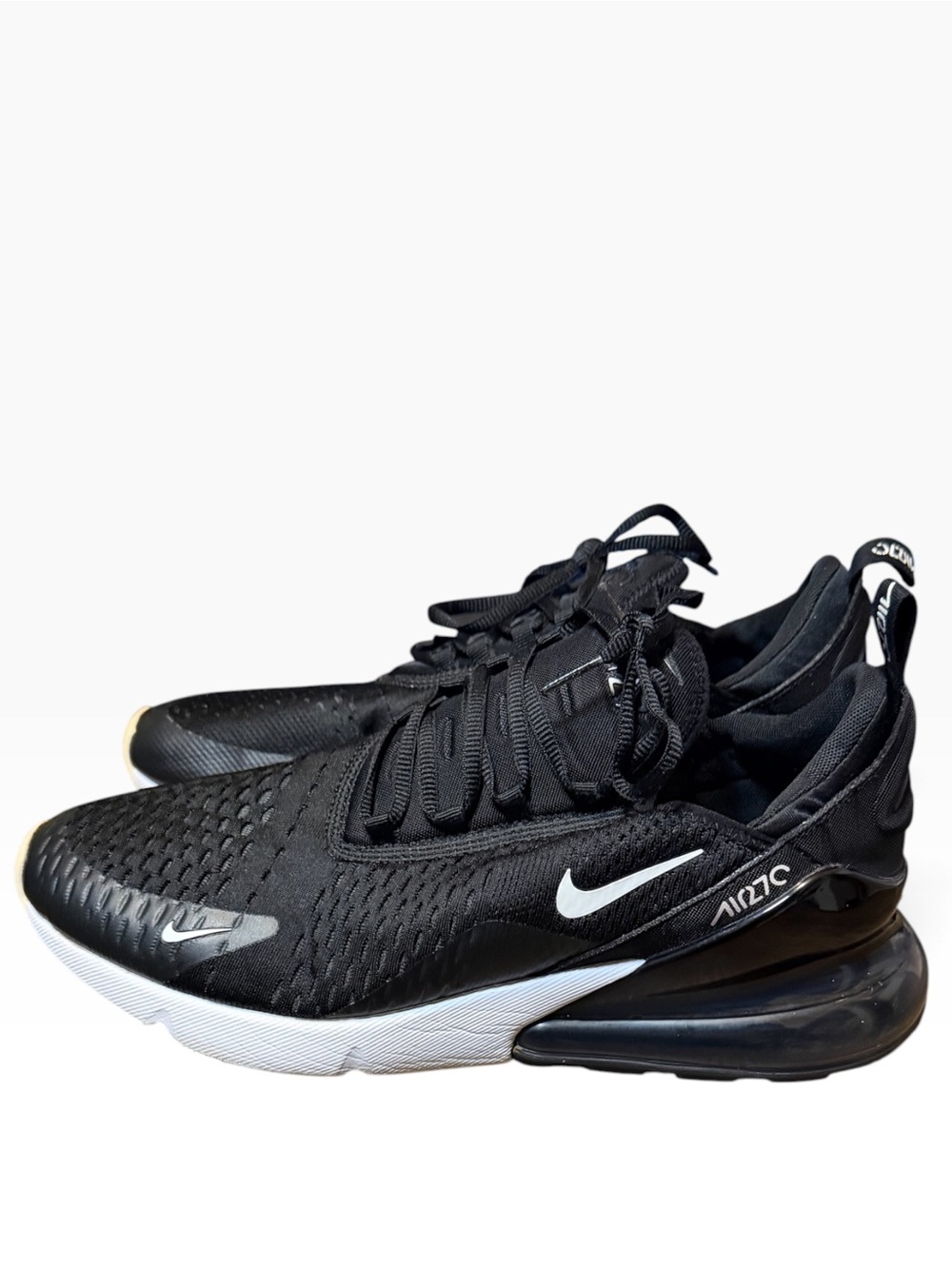 Nike Air Max 270 Men's Black with White Swoosh Sneakers Size 11